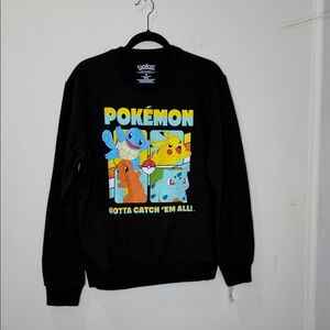 Pokémon Black Crewneck Sweatshirt - Classic Starter Characters